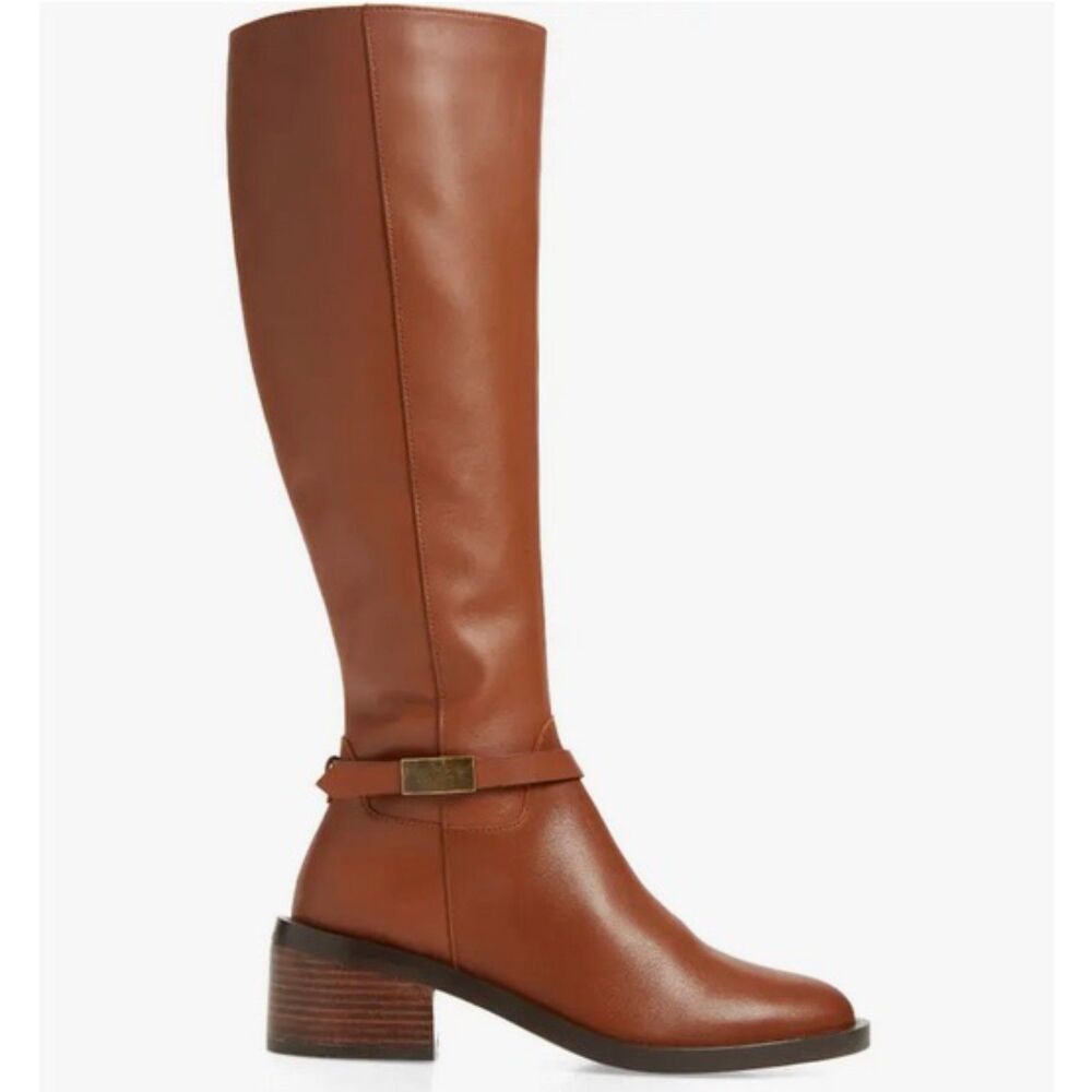 BNIB Linea Paolo Kamile Knee High Riding Boots in Cognac Brown Leather Size 7.5